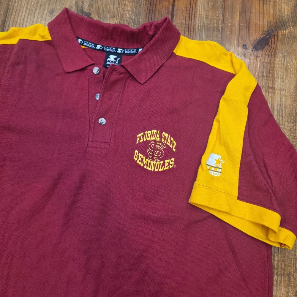 VTG Starter Florida State University FSU Embroidered Polo Shirt NCAA Garnet - L